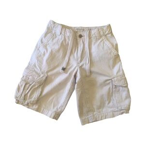 Aeropostale Men Size 29 White Authentic Cargo Shorts Button Zip Drawstring